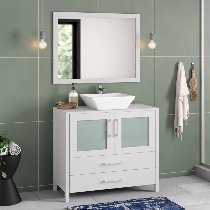 Wade Logan® Karson 35.8" Single Bathroom Vanity Set with Mirror